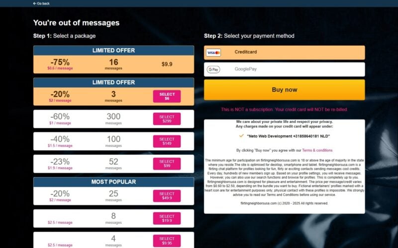 Review FlirtingNeighborsUSA.com costs