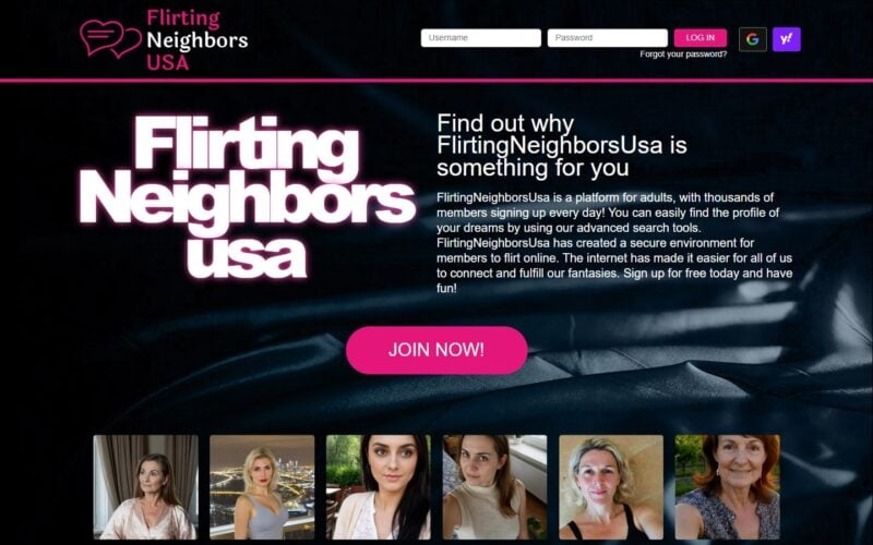 Review FlirtingNeighborsUSA.com landing page