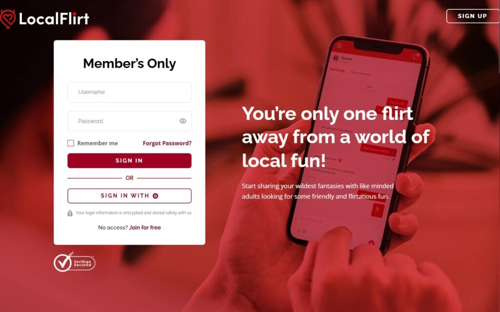 Review LocalFlirt.com landing page