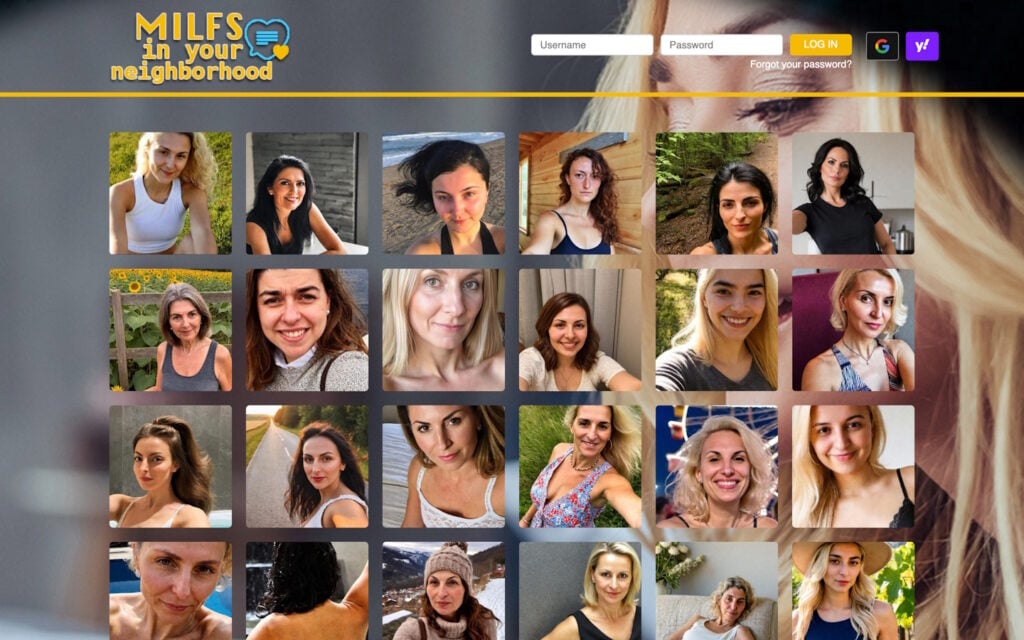 Review MilfsInYourNeighborhood.com landing page