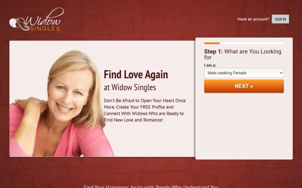 Review WidowSingles.com landing page
