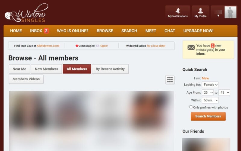 Review WidowSingles.com member area
