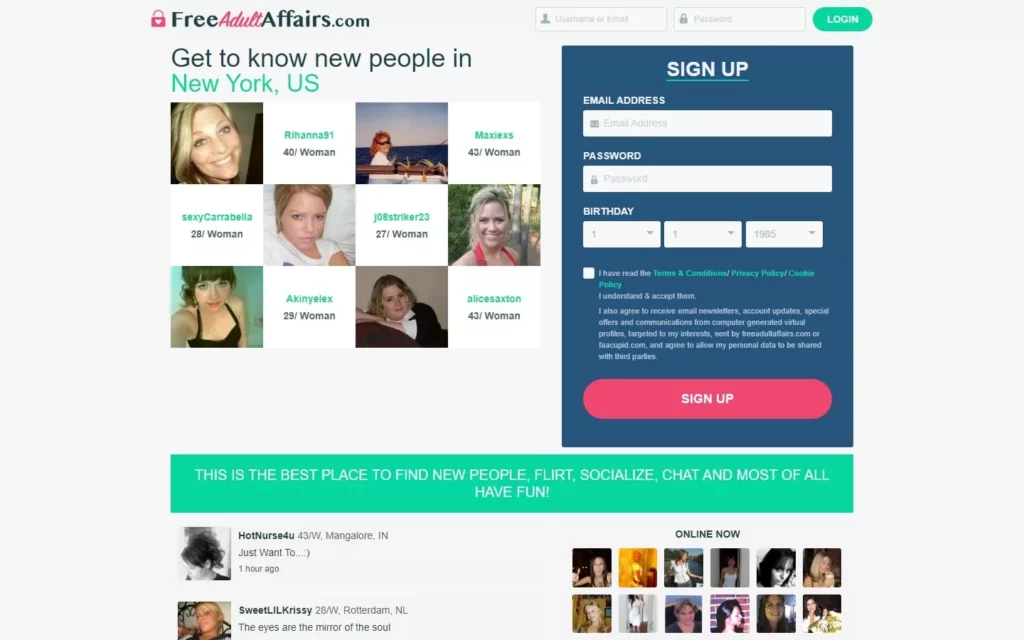 Review FreeAdultAffairs.com landing page