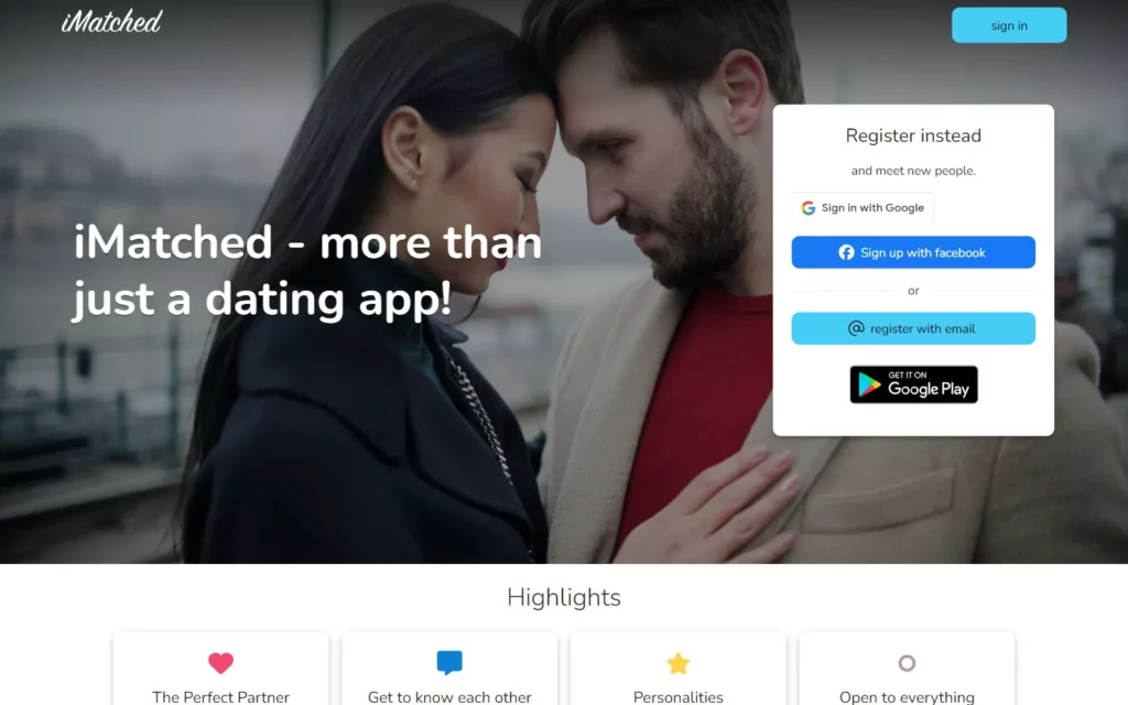Review iMatched.app landing page