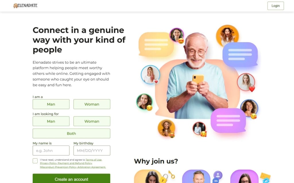 Review ElenaDate.com landing page