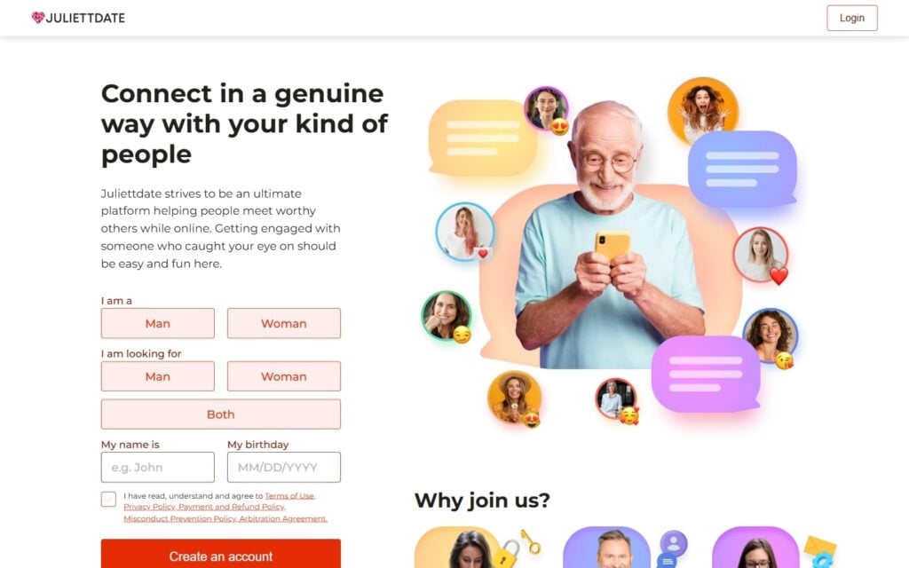 Review JuliettDate.com landing page