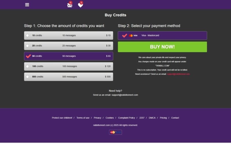 Review RabbitsMeet.com costs