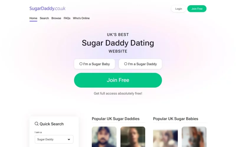 Review SugarDaddy.co.uk landing page