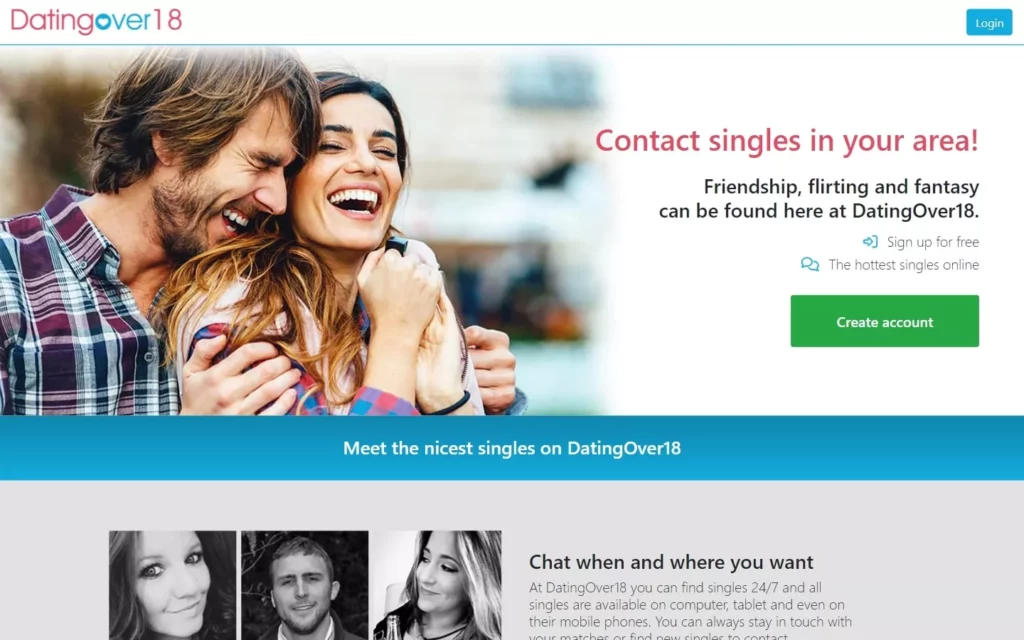 Review DatingOver18.com landing page