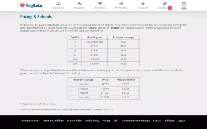 Review FlingRadar.com costs