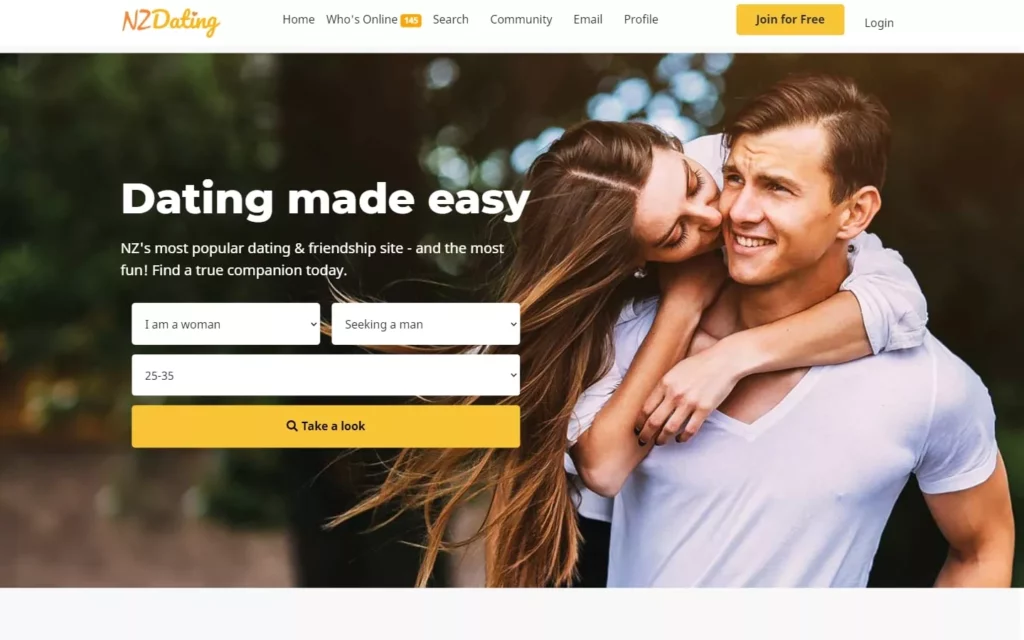 Review NZDating.com landing page