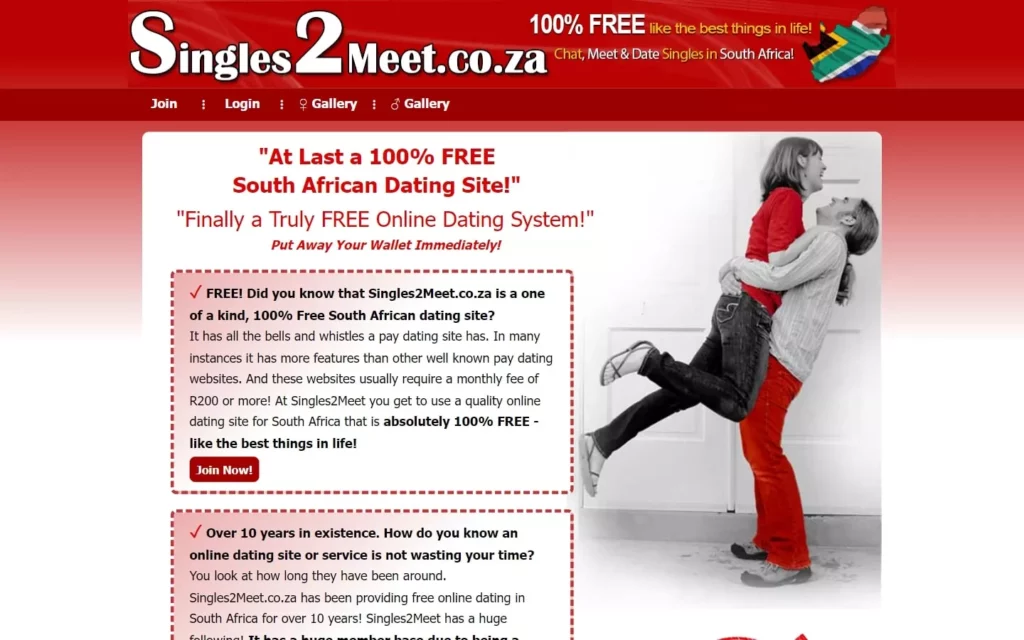 Review Singles2Meet.co.za landing page