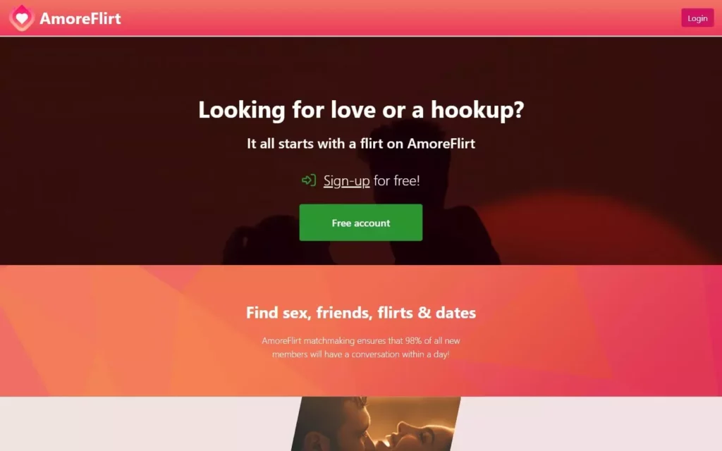 Review AmoreFlirt.com landing page