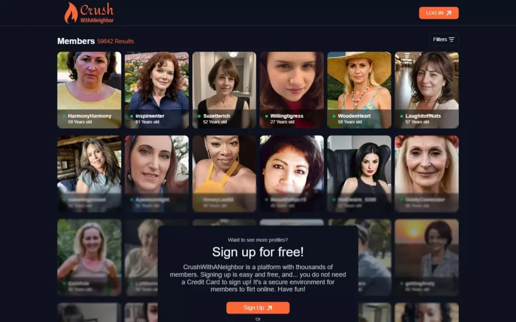 Review CrushWithANeighbor.com landing page