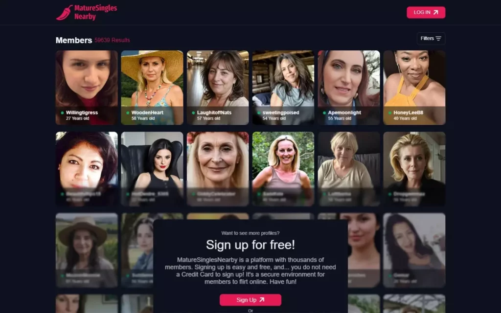 Review MatureSinglesNearby.com landing page