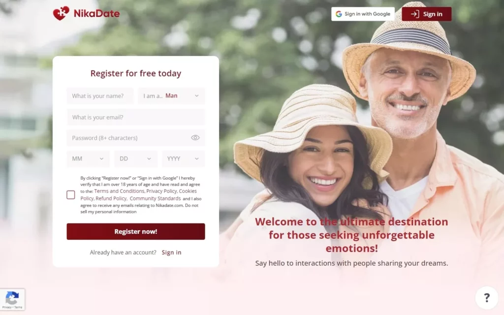 Review NikaDate.com landing page