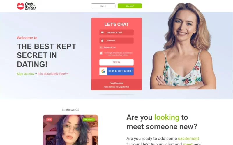 Review OnlyOzDates.com landing page