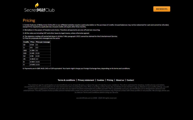 Review SecretMilfClub.com costs
