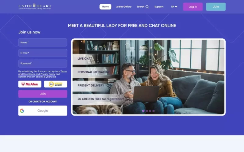 Review UniteHeart.com landing page