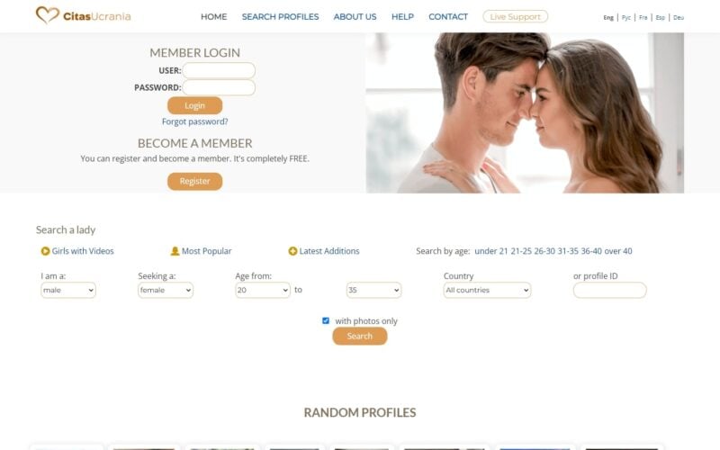 Review CitasUcrania.com landing page