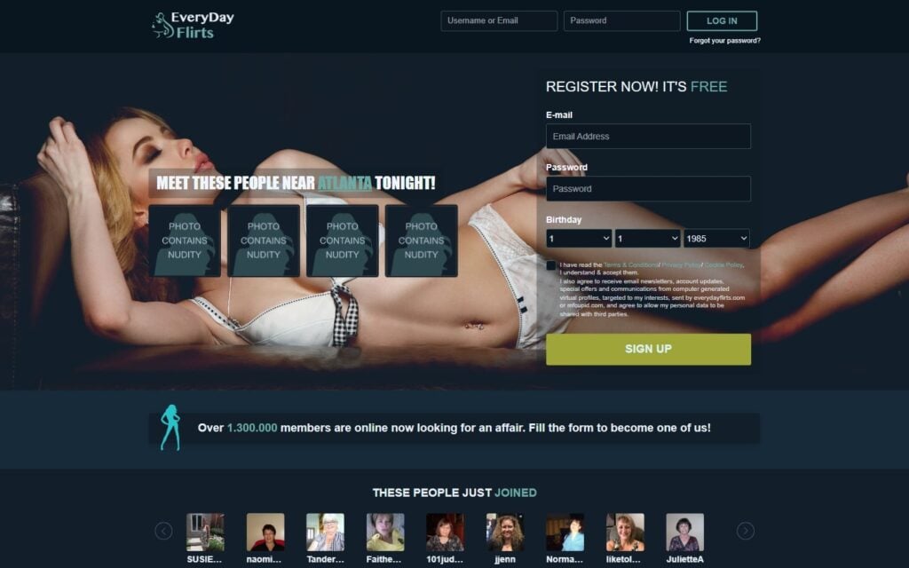 Review EveryDayFlirts.com landing page