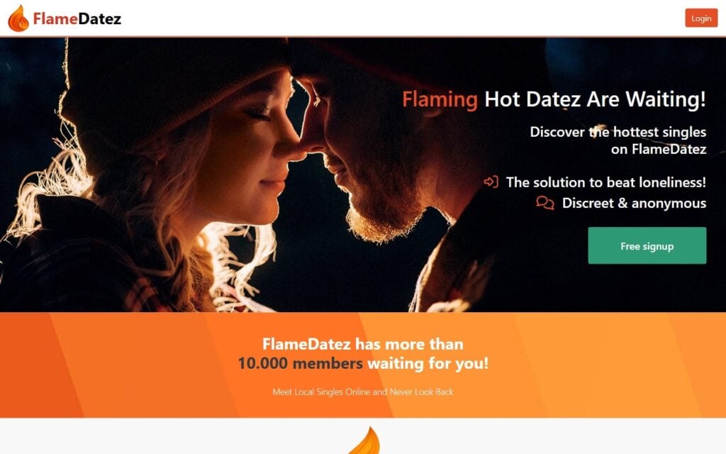 Review FlameDatez.co.uk landing page
