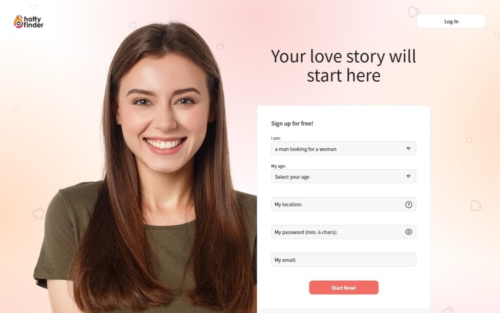 Review HottyFinder.com landing page