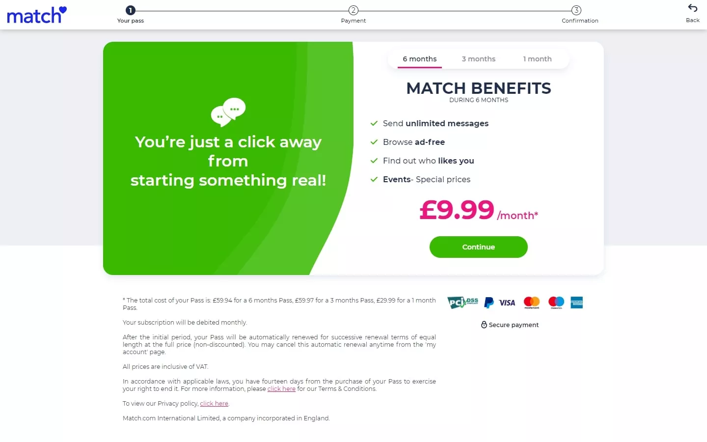 Review Match.com costs