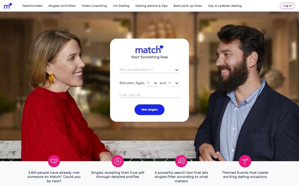 Review Match.com landing page