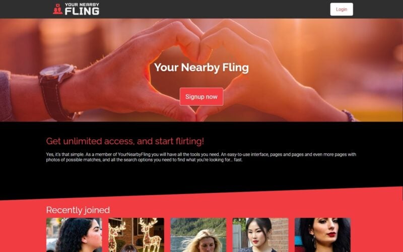 Review YourNearbyFling.com landing page