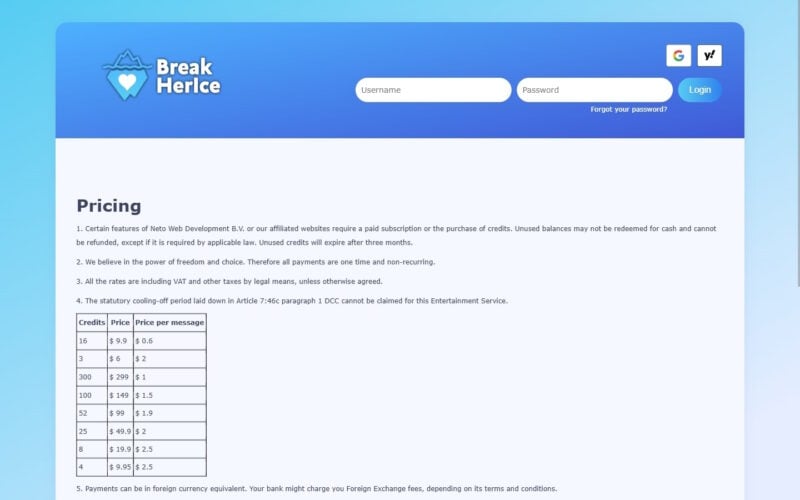 Review BreakHerIce.com costs