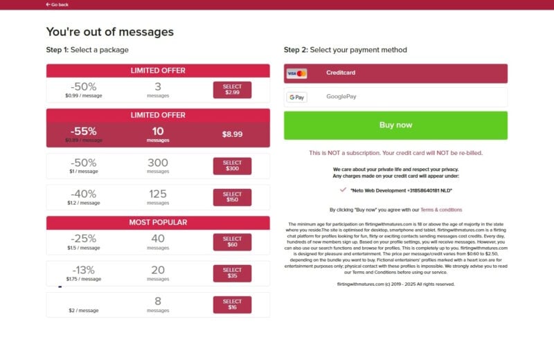 Review FlirtingWithMatures.com costs