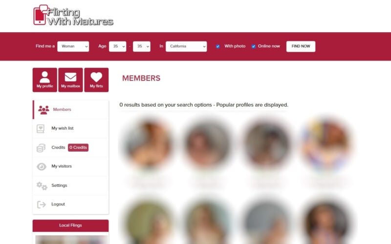 Review FlirtingWithMatures.com member area