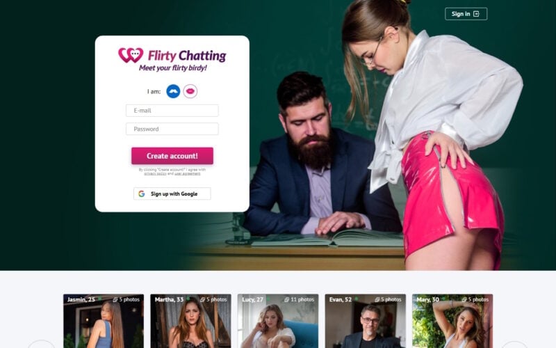 Review FlirtyChatting.com landing page