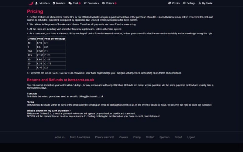 Review HotSecret.co.uk costs