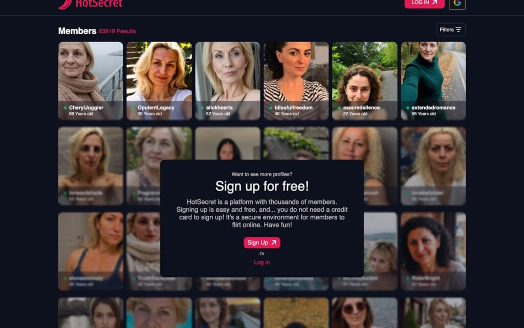 Review HotSecret.co.uk landing page