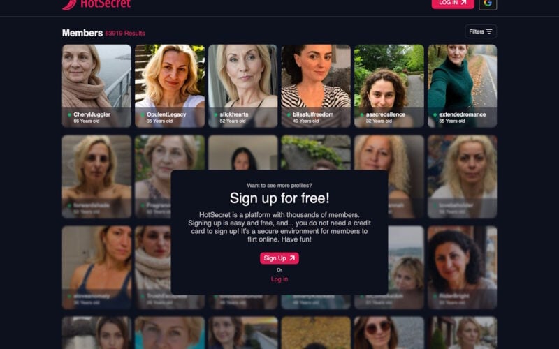 Review HotSecret.co.uk landing page