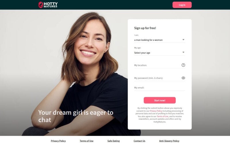 Review HottyMatures.com landing page
