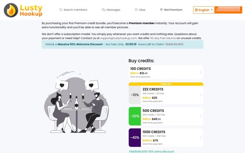 Review LustyHookup.com costs