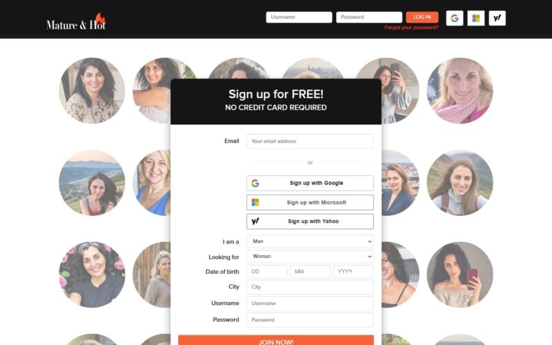 Review MatureAndHot.co.uk landing page
