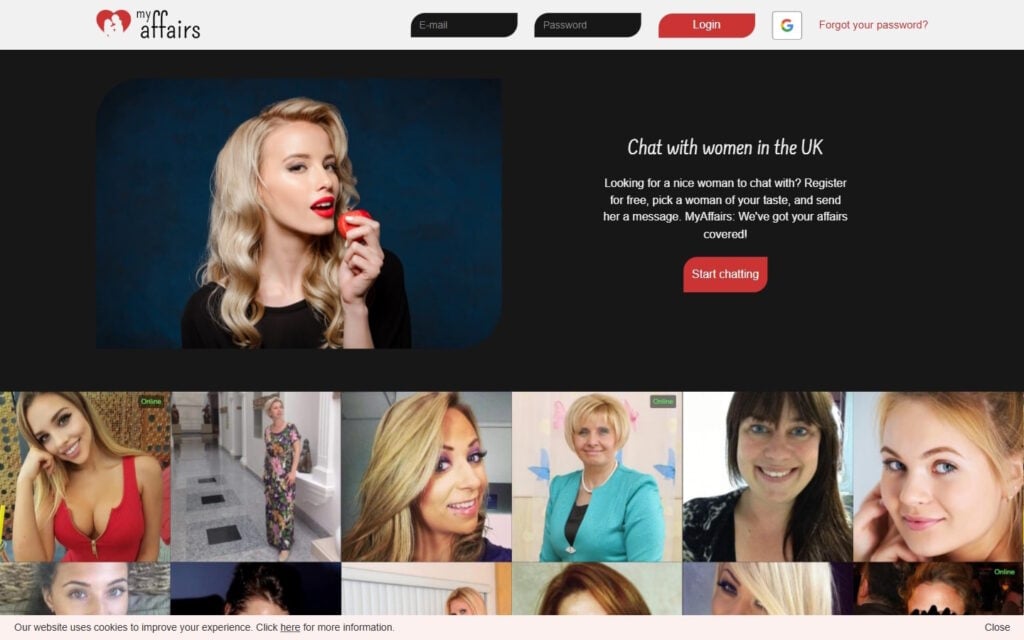 Review MyAffairs.co.uk landing page