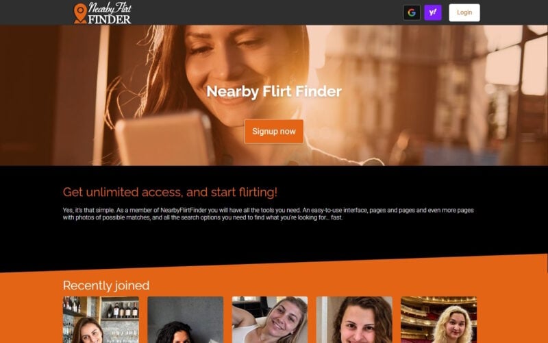 Review NearbyFlirtFinder.com landing page