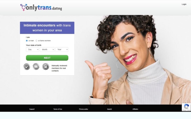 Review OnlyTrans.dating landing page