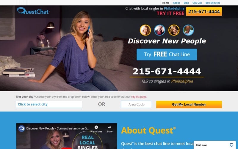 Review QuestChat.com landing page