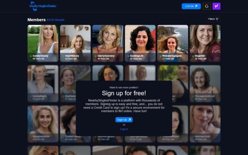 Review NearbySinglesFinder.com landing page