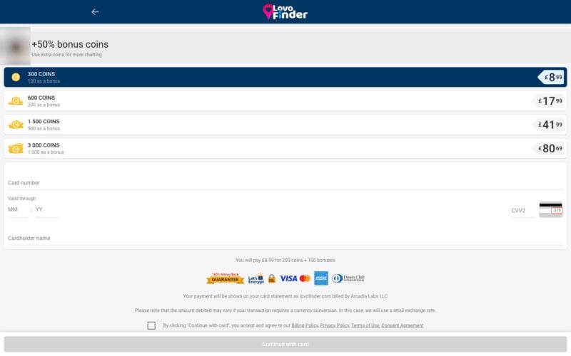 LovoFinder.com costs