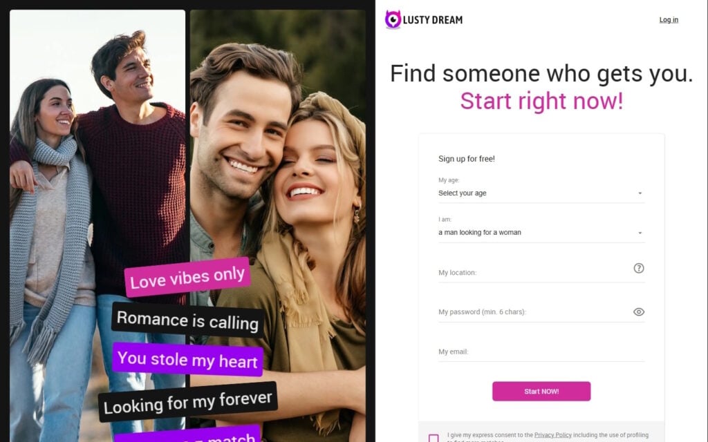 Review LustyDream.com landing page