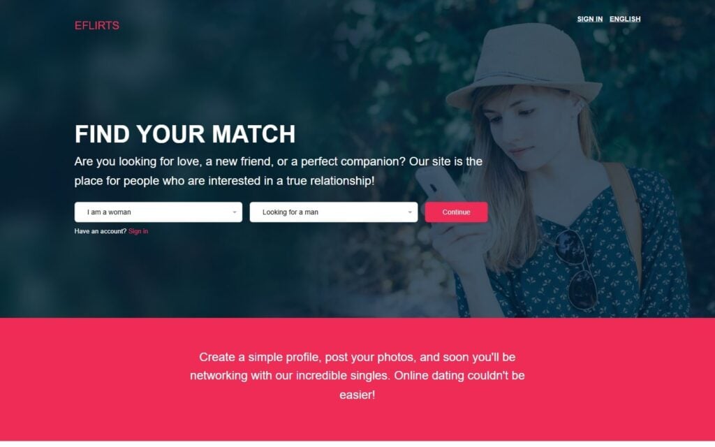 Review eFlirts.site landing page