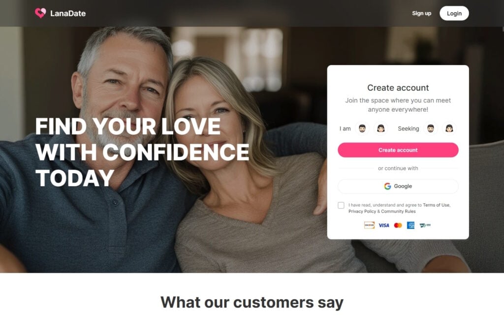 Review LanaDate.com landing page