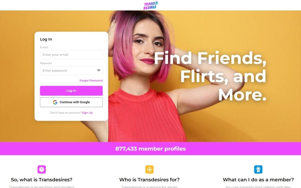 Review TransDesires.com landing page